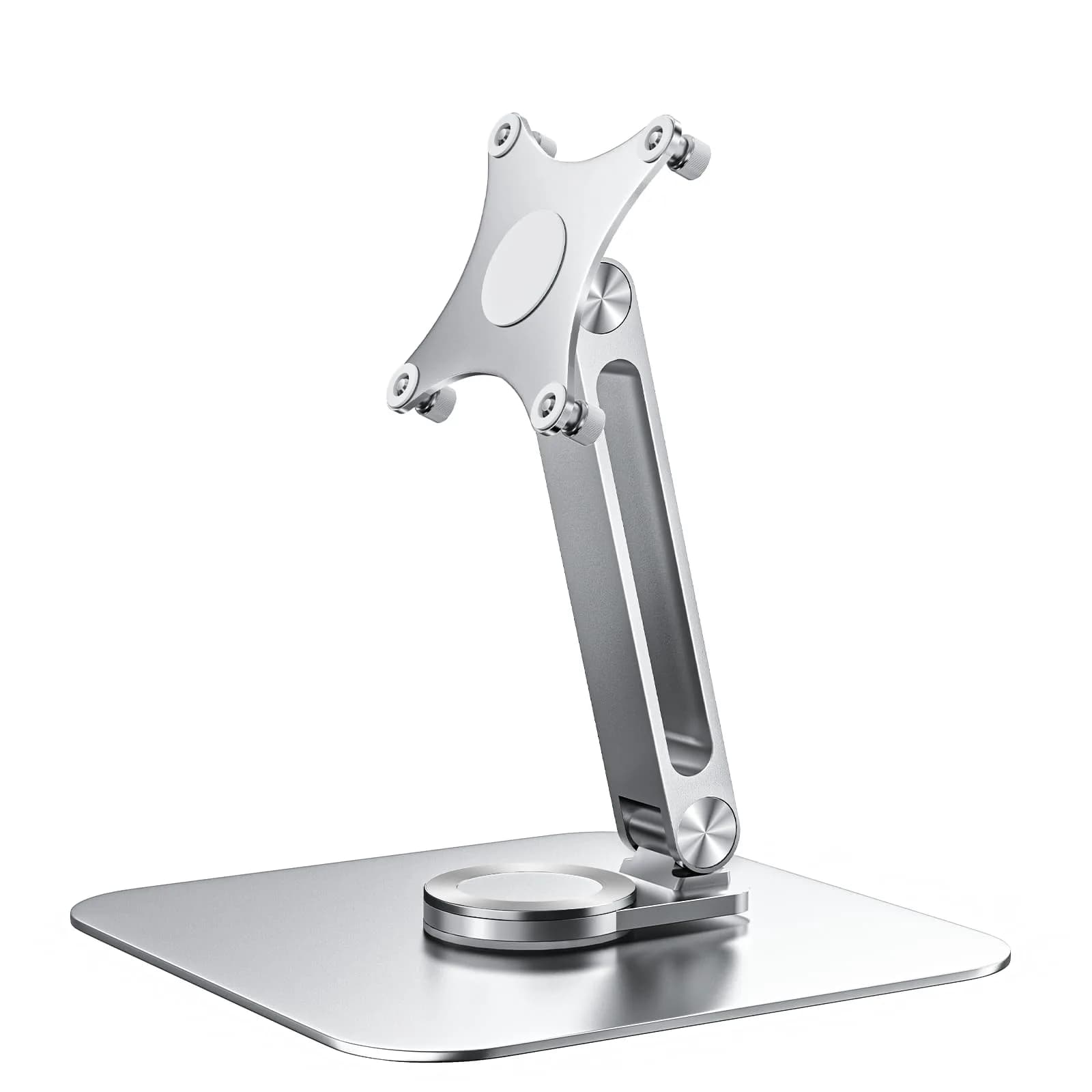 JUNEBOX 75x75mm VESA Monitor Mount Stand, M4 Anti-Loss Screws, Aluminum Alloy Base, Fits 7"-18" Small Portable Monitors, Silver Foldable Lay Flat Monitor Stand (Not Fit 100x100mm Vesa) - main product image