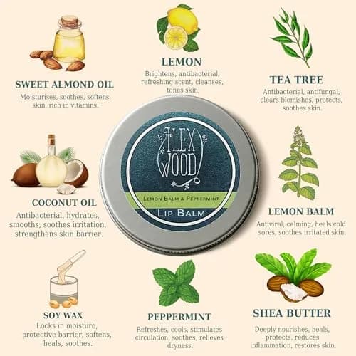 The Ilex Wood Vegan Lemon Balm & Peppermint Lip Balm 10ml (0.34 Fl Oz) | Natural Cold Sore Treatment thumbnail 3
