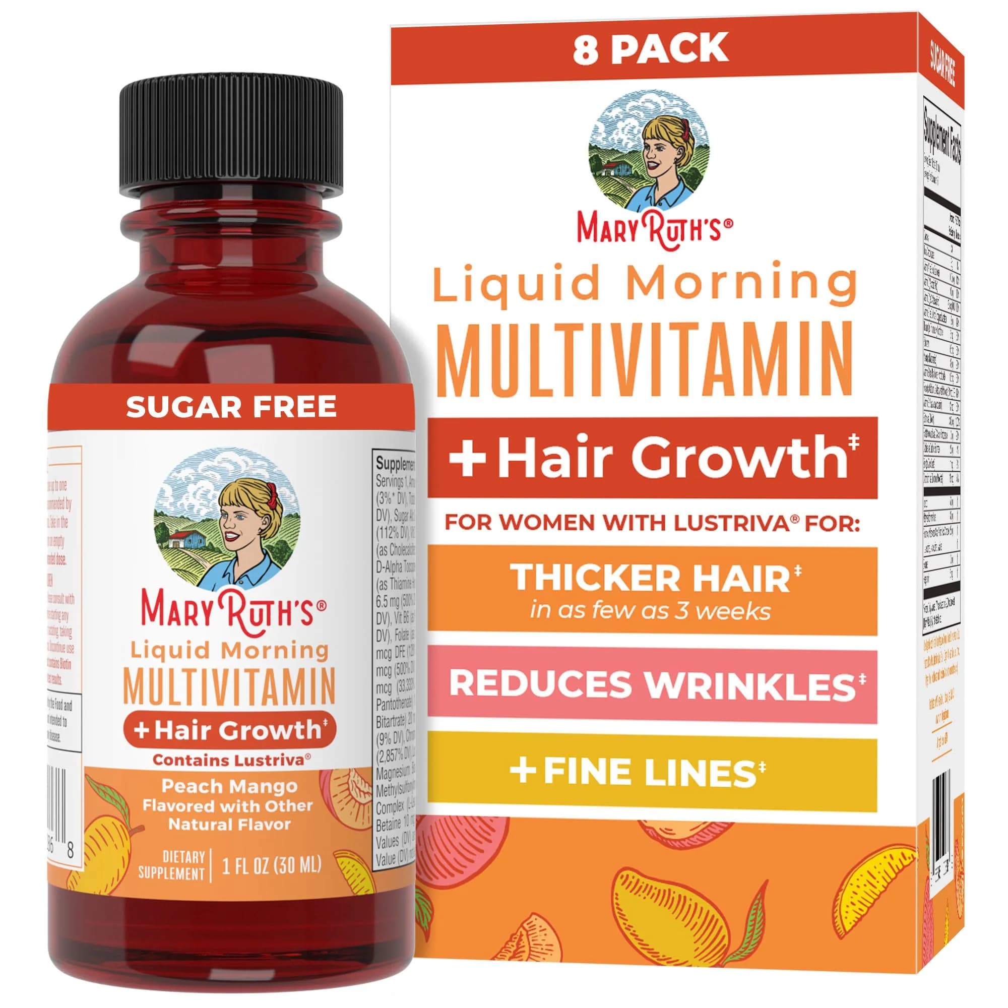 MARYRUTH'S Liquid Multivitamin + Hair Growth Travel Pack 1 Fl Oz (30ml) | Clinically Tested for Thicker Hair
