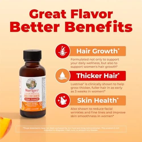 MARYRUTH'S Liquid Multivitamin + Hair Growth Travel Pack 1 Fl Oz (30ml) | Clinically Tested for Thicker Hair thumbnail 4