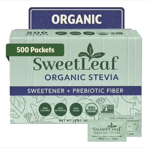 SweetLeaf Organic Stevia Powder Sweetener, Sugar Free | Bulk Pack, 500 Packets, Zero Calories thumbnail 1