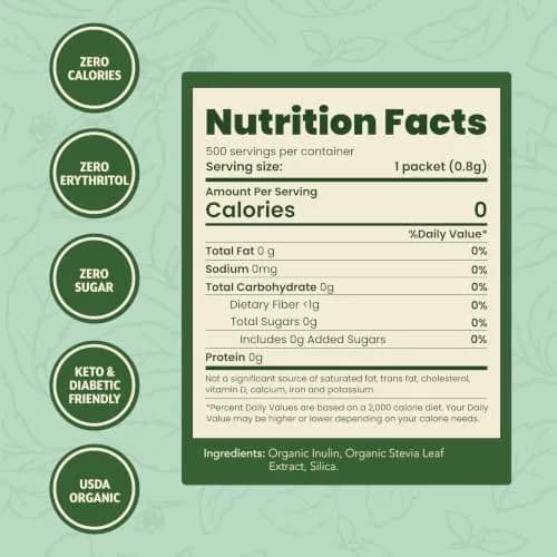 SweetLeaf Organic Stevia Powder Sweetener, Sugar Free | Bulk Pack, 500 Packets, Zero Calories thumbnail 3