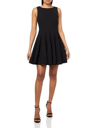 Steve Madden Nili Dress Black | Mini Fit & Flare, Boat Neck, Polyester thumbnail 1