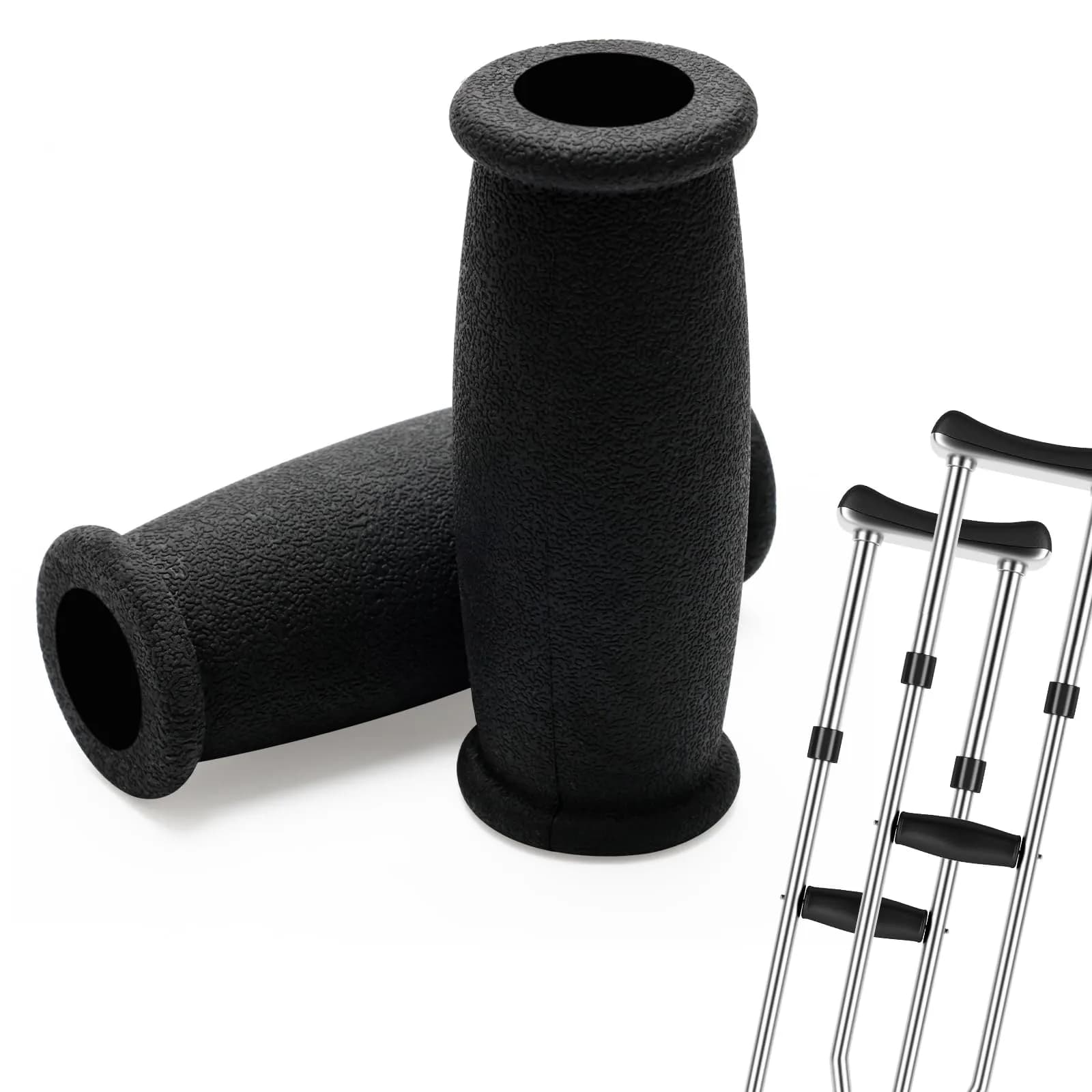 AHIER Crutch Hand Grip 10cm Cushioned Black | Shock Absorbing, Durable & Universal Fit — Black