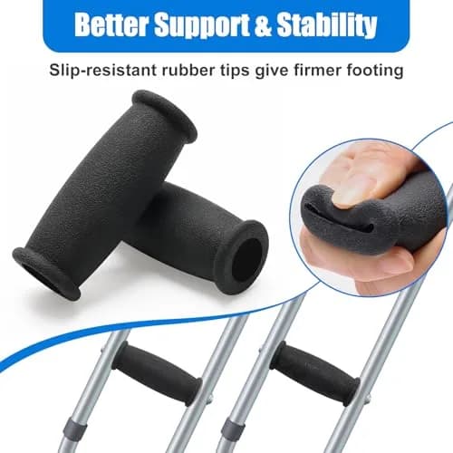 AHIER Crutch Hand Grip 10cm Cushioned Black | Shock Absorbing, Durable & Universal Fit thumbnail 4