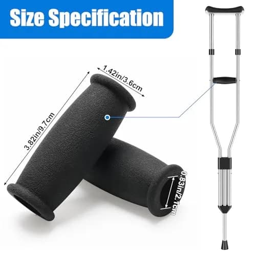 AHIER Crutch Hand Grip 10cm Cushioned Black | Shock Absorbing, Durable & Universal Fit thumbnail 2
