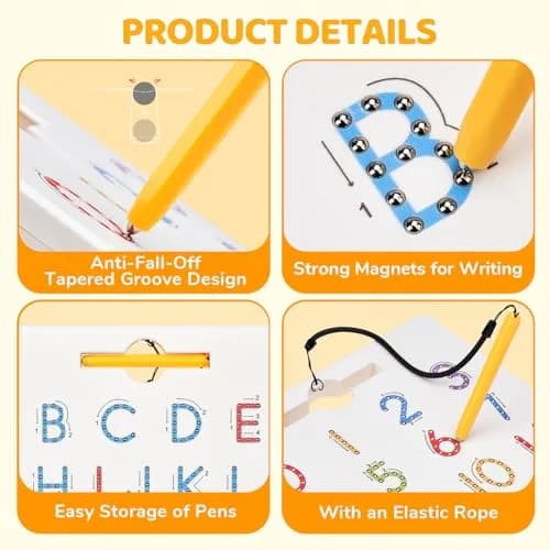 GAMENOTE Magnetic Letter Number Board Double Sided 2-in-1 ABC 123 Tracing Set | Educational Toy for Toddlers Kids thumbnail 5