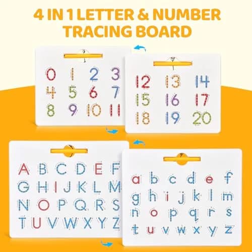 GAMENOTE Magnetic Letter Number Board Double Sided 2-in-1 ABC 123 Tracing Set | Educational Toy for Toddlers Kids thumbnail 2