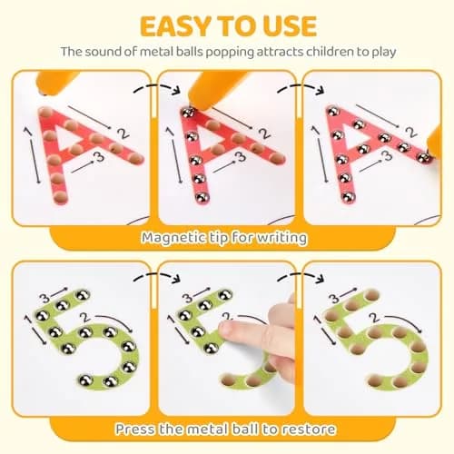 GAMENOTE Magnetic Letter Number Board Double Sided 2-in-1 ABC 123 Tracing Set | Educational Toy for Toddlers Kids thumbnail 3