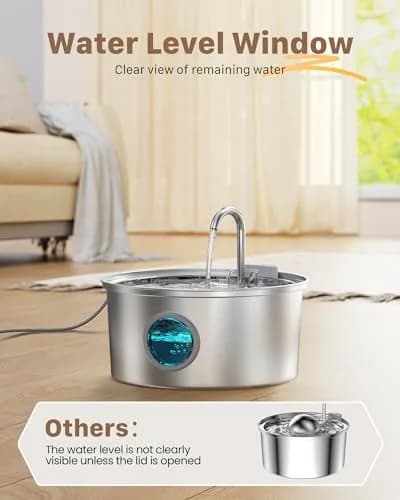 GIOTOHUN Cat Fountain Stainless Steel 3.2L | Quiet, Durable & Easy to Clean thumbnail 6