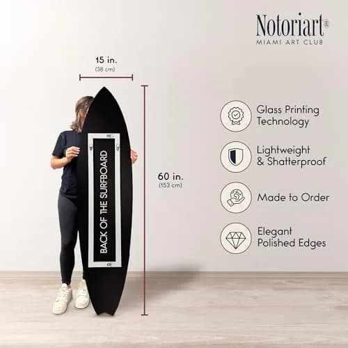 NotoriArt Surfboard Acrylic Wall Art 15" x 60" | Coastal Modern High-Gloss Decor thumbnail 7