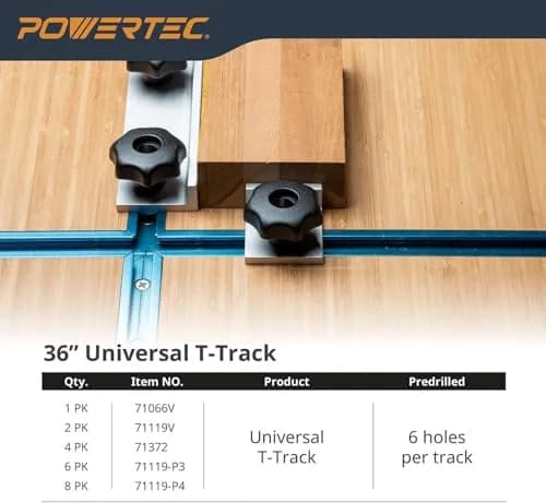 POWERTEC 71372V 36 Inch Double-Cut Profile Universal T-Track with Predrilled Holes | Durable Aluminum for Woodworking (70-120 chars) thumbnail 4