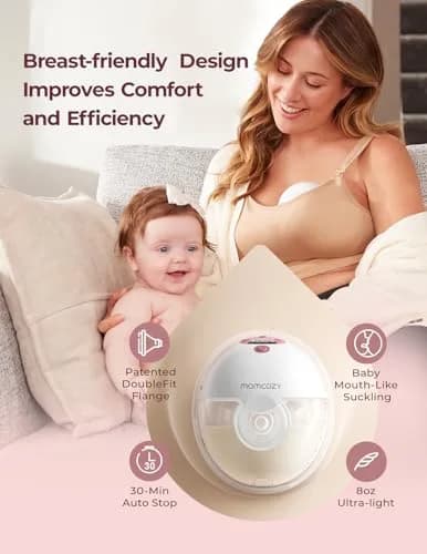 Momcozy M5 Smart Wearable Breast Pump, Cozy Red 24mm Flange | App Controlled, Hands-Free, 3 Modes 9 Levels thumbnail 4