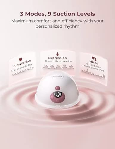Momcozy M5 Smart Wearable Breast Pump, Cozy Red 24mm Flange | App Controlled, Hands-Free, 3 Modes 9 Levels thumbnail 5