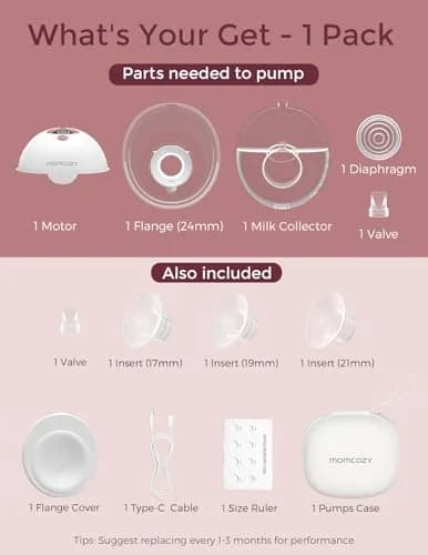 Momcozy M5 Smart Wearable Breast Pump, Cozy Red 24mm Flange | App Controlled, Hands-Free, 3 Modes 9 Levels thumbnail 7