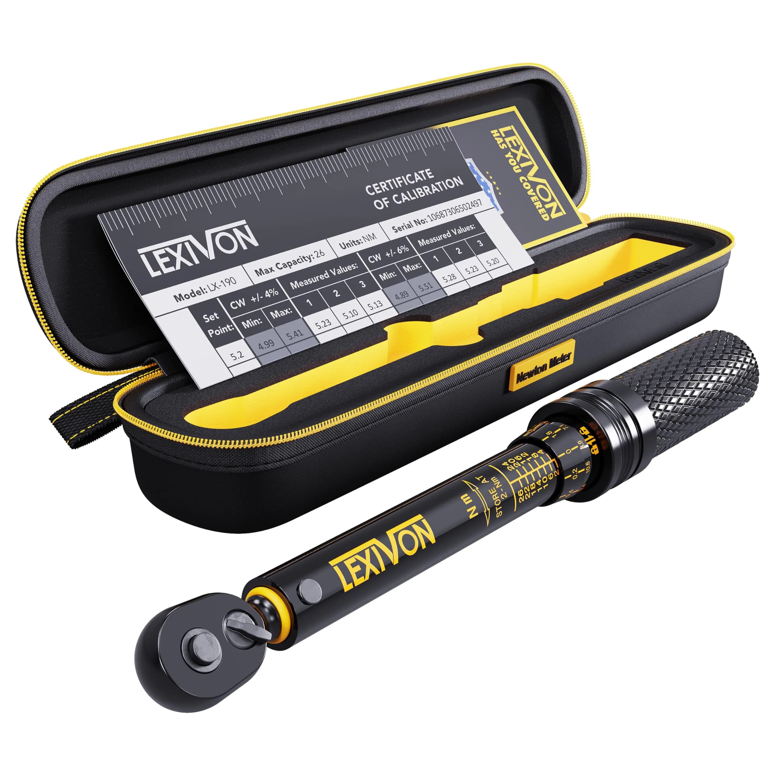 LEXIVON Bike Torque Wrench 1/4-Inch Drive 2-26 Nm | Dual-Direction Click, Portable for Road & Mountain Bicycles — 1/4"DR.20~26 NM