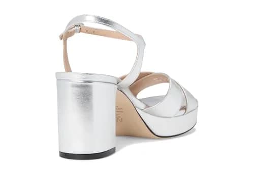 Stuart Weitzman Womens Dayna Platform 80 Silver 9 M | 80mm Block Heel, Leather & Cork Outsole thumbnail 5