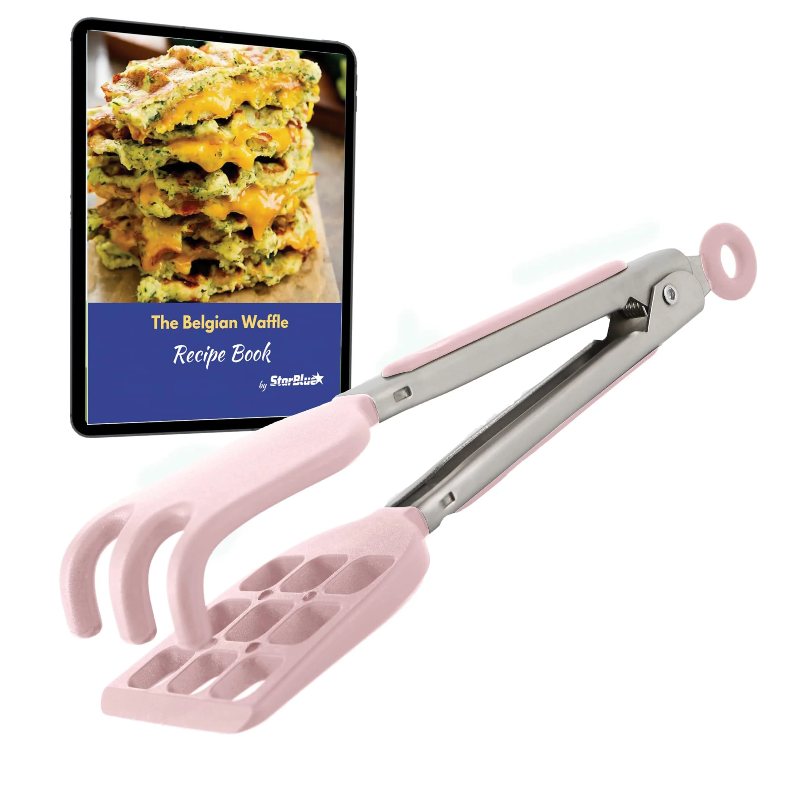 StarBlue Mini Waffle Tongs Pink – 8 Inch Silicone & Nylon Serving Tongs | Heat-Resistant Up to 400°F — 8 Inch Pink