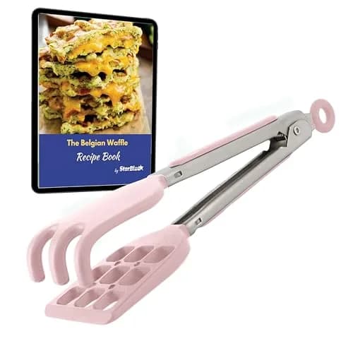 StarBlue Mini Waffle Tongs Pink – 8 Inch Silicone & Nylon Serving Tongs | Heat-Resistant Up to 400°F thumbnail 1