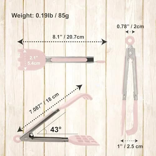 StarBlue Mini Waffle Tongs Pink – 8 Inch Silicone & Nylon Serving Tongs | Heat-Resistant Up to 400°F thumbnail 5