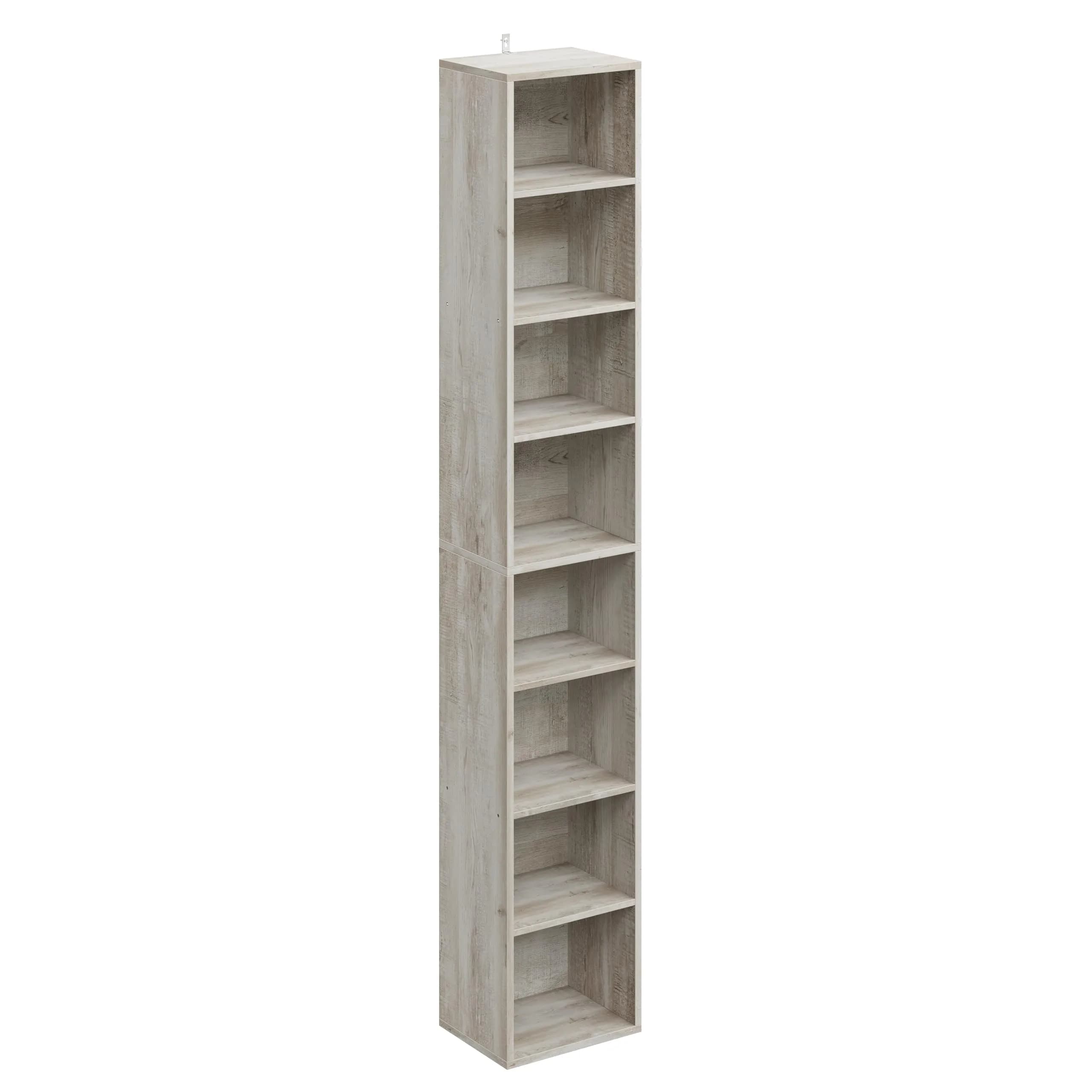 IRONCK Tall Narrow Bookshelf 8 Tiers | Compact Corner Floor Standing Storage 71 in