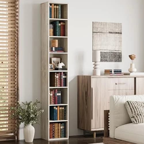 IRONCK Tall Narrow Bookshelf 8 Tiers | Compact Corner Floor Standing Storage 71 in thumbnail 3