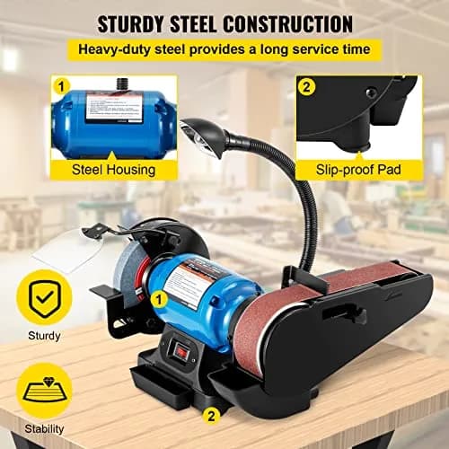 VEVOR 2IN1 2" Belt Grinder for Knife Making | 6" Belt Sander with LED Lamp (27.2kg, 60lb) thumbnail 4