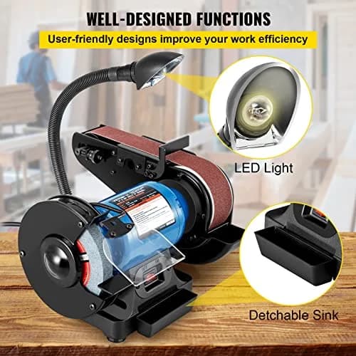 VEVOR 2IN1 2" Belt Grinder for Knife Making | 6" Belt Sander with LED Lamp (27.2kg, 60lb) thumbnail 7
