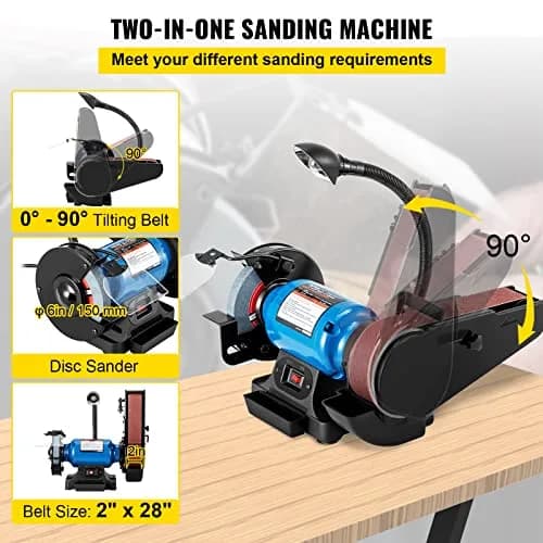VEVOR 2IN1 2" Belt Grinder for Knife Making | 6" Belt Sander with LED Lamp (27.2kg, 60lb) thumbnail 2