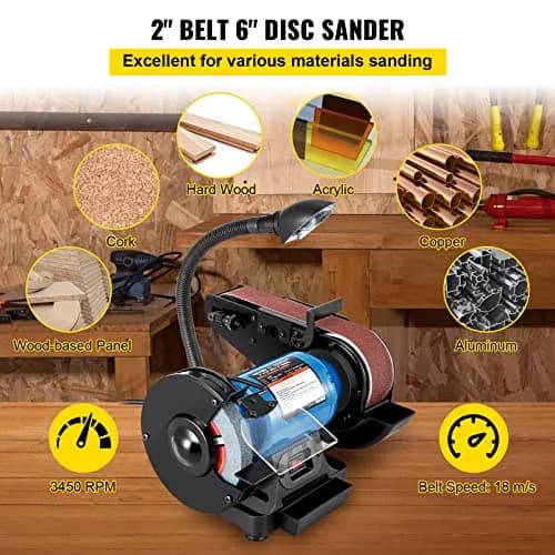 VEVOR 2IN1 2" Belt Grinder for Knife Making | 6" Belt Sander with LED Lamp (27.2kg, 60lb) thumbnail 3