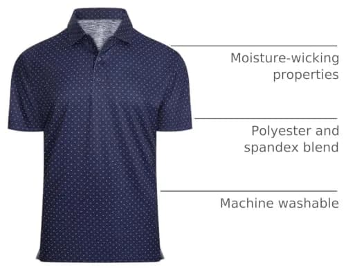 Alex Vando Mens Golf Shirt Moisture Wicking Classic Print, Navy Sail, XXL | Breathable, Flex & Style thumbnail 4
