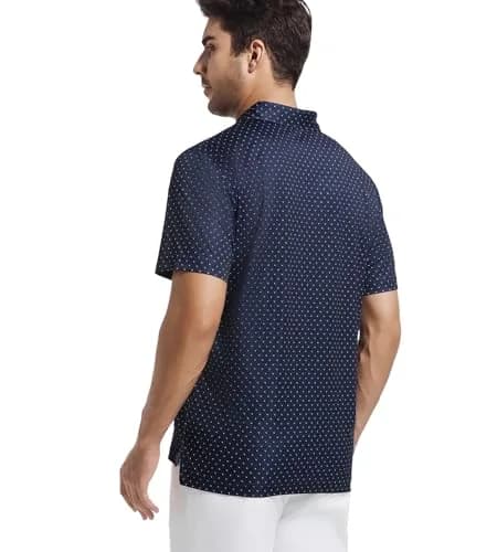 Alex Vando Mens Golf Shirt Moisture Wicking Classic Print, Navy Sail, XXL | Breathable, Flex & Style thumbnail 5