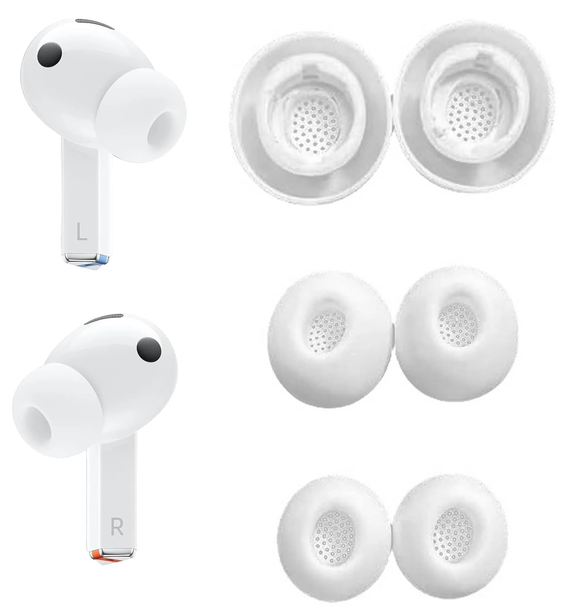 BLLQ Replacement Earbuds Tips for Galaxy Buds3 Pro | Silicone Ear Tips 3 Sizes — White