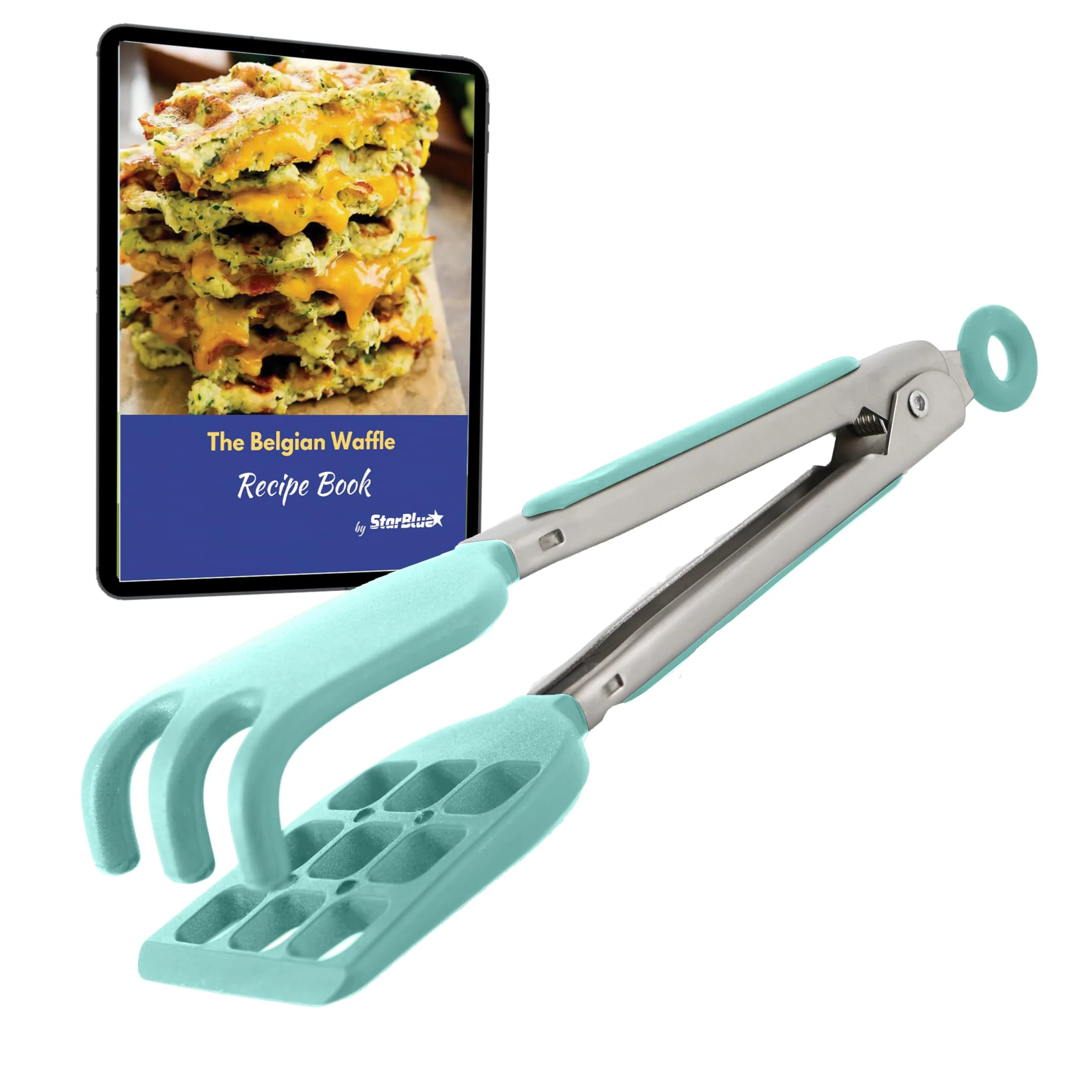 StarBlue Mini Waffle Tongs Pink – 8 Inch Silicone & Nylon Serving Tongs | Heat-Resistant Up to 400°F — 8 Inch Green
