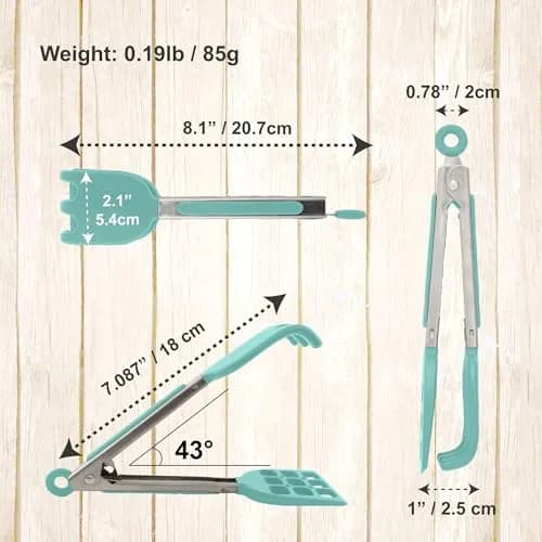 StarBlue Mini Waffle Tongs 8 Inches (20.32 cm) | Heat-Resistant Nylon & Stainless Steel Serving Tongs thumbnail 5