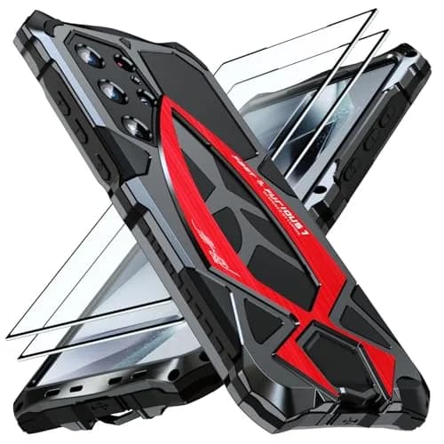 Lunivop Samsung Galaxy S25 Ultra Case Metal Heavy Duty Black Red | Military Grade Shockproof thumbnail 6
