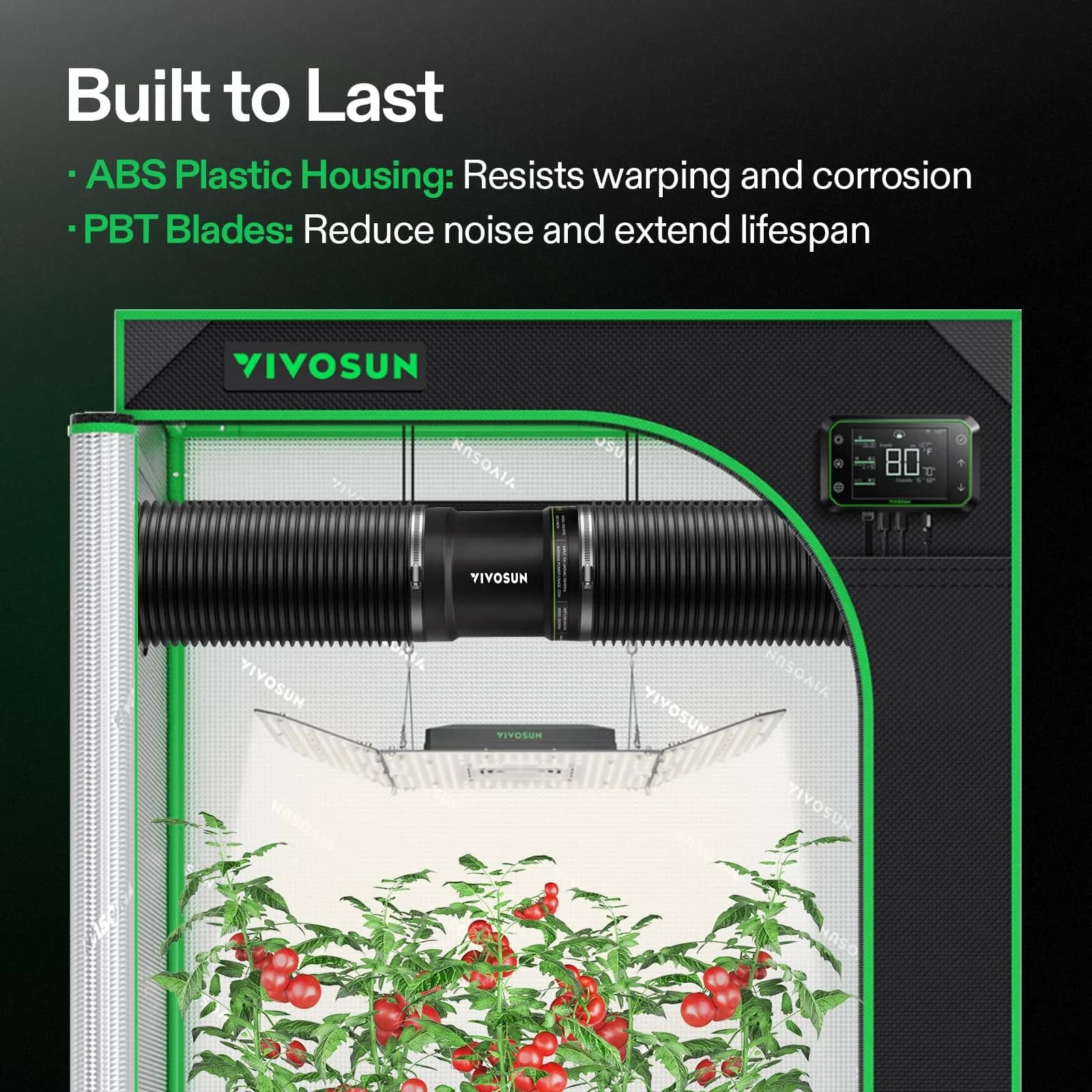 VIVOSUN P6 6" Inline Duct Fan with Speed Control 345 CFM Exhaust Fan | 15.24cm (6") Black - view 6