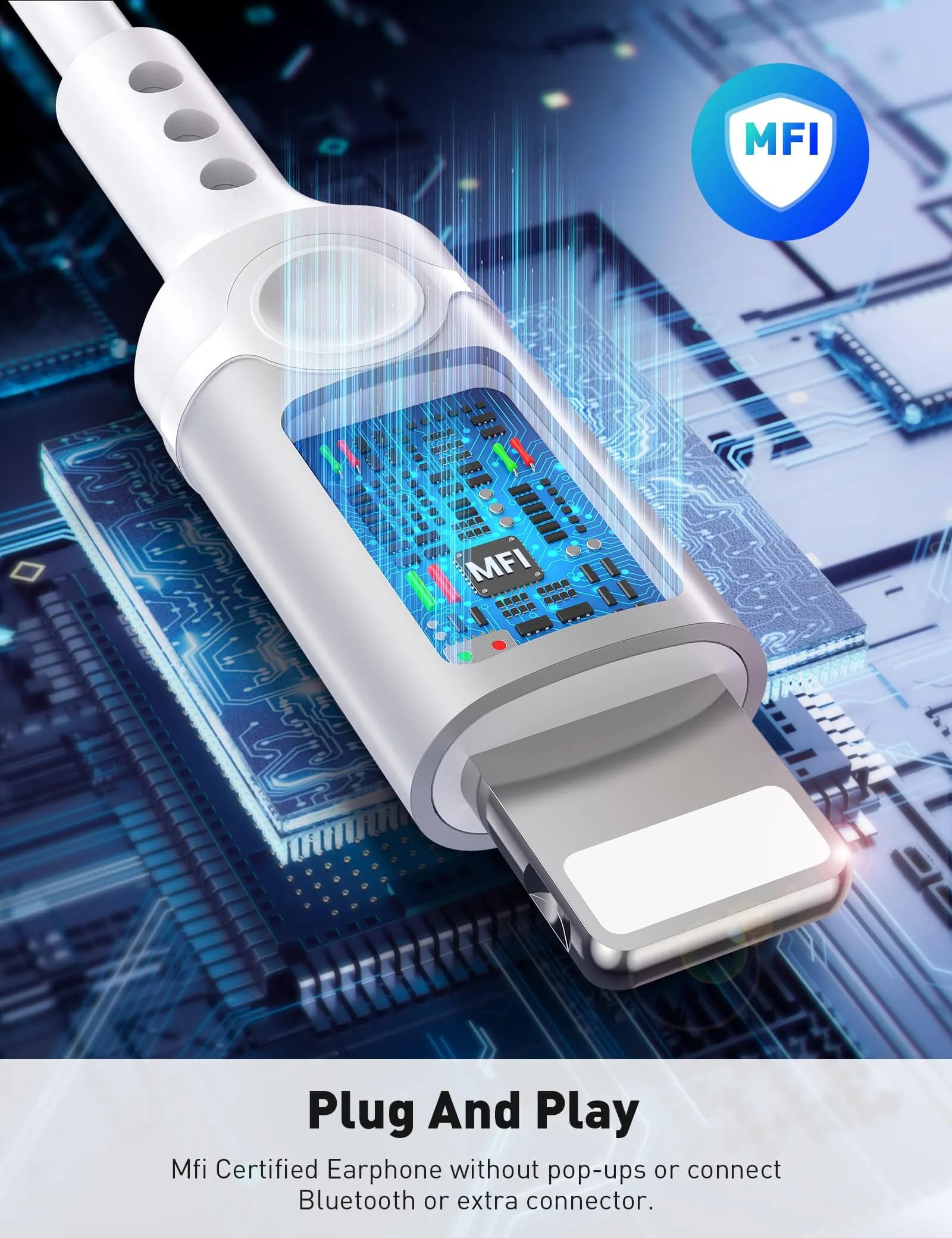 iMangoo MFi-Certified Wired Earbuds for Lightning Connector | HiFi Stereo with Mic & Volume Control - view 3