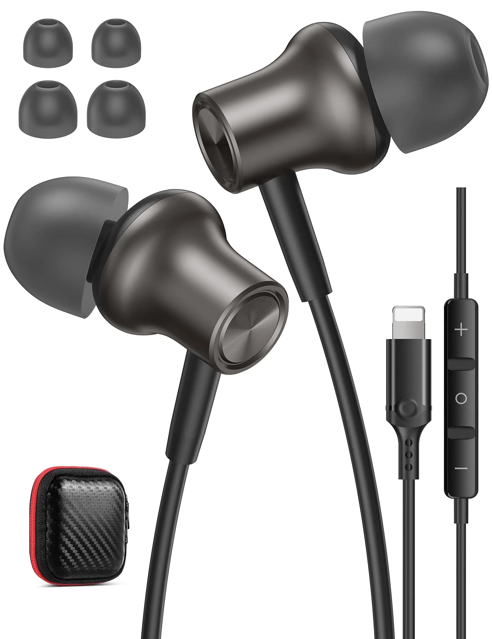iMangoo MFi-Certified Wired Earbuds for Lightning Headphones with Magnetic Case | HiFi Stereo Sound - main product image