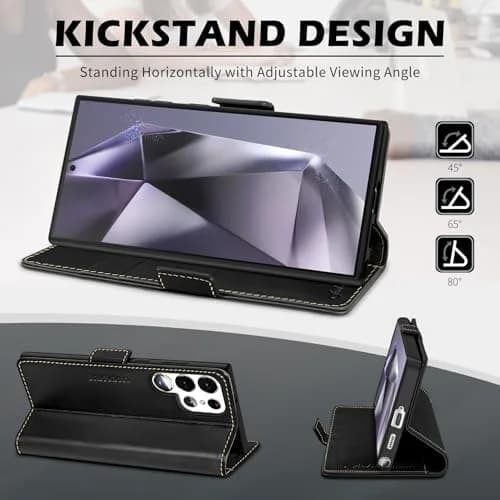 SHIELDON Genuine Leather Wallet Case for Galaxy S25 Ultra 6.9" | RFID Card Slots & Shockproof thumbnail 5