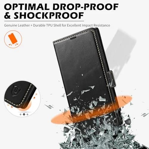SHIELDON Genuine Leather Wallet Case for Galaxy S25 Ultra 6.9" | RFID Card Slots & Shockproof thumbnail 6