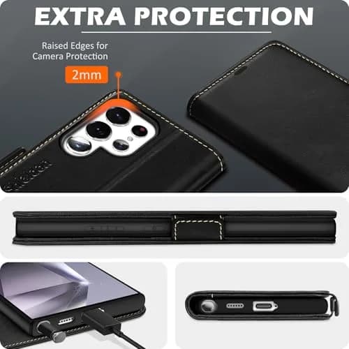 SHIELDON Genuine Leather Wallet Case for Galaxy S25 Ultra 6.9" | RFID Card Slots & Shockproof thumbnail 8