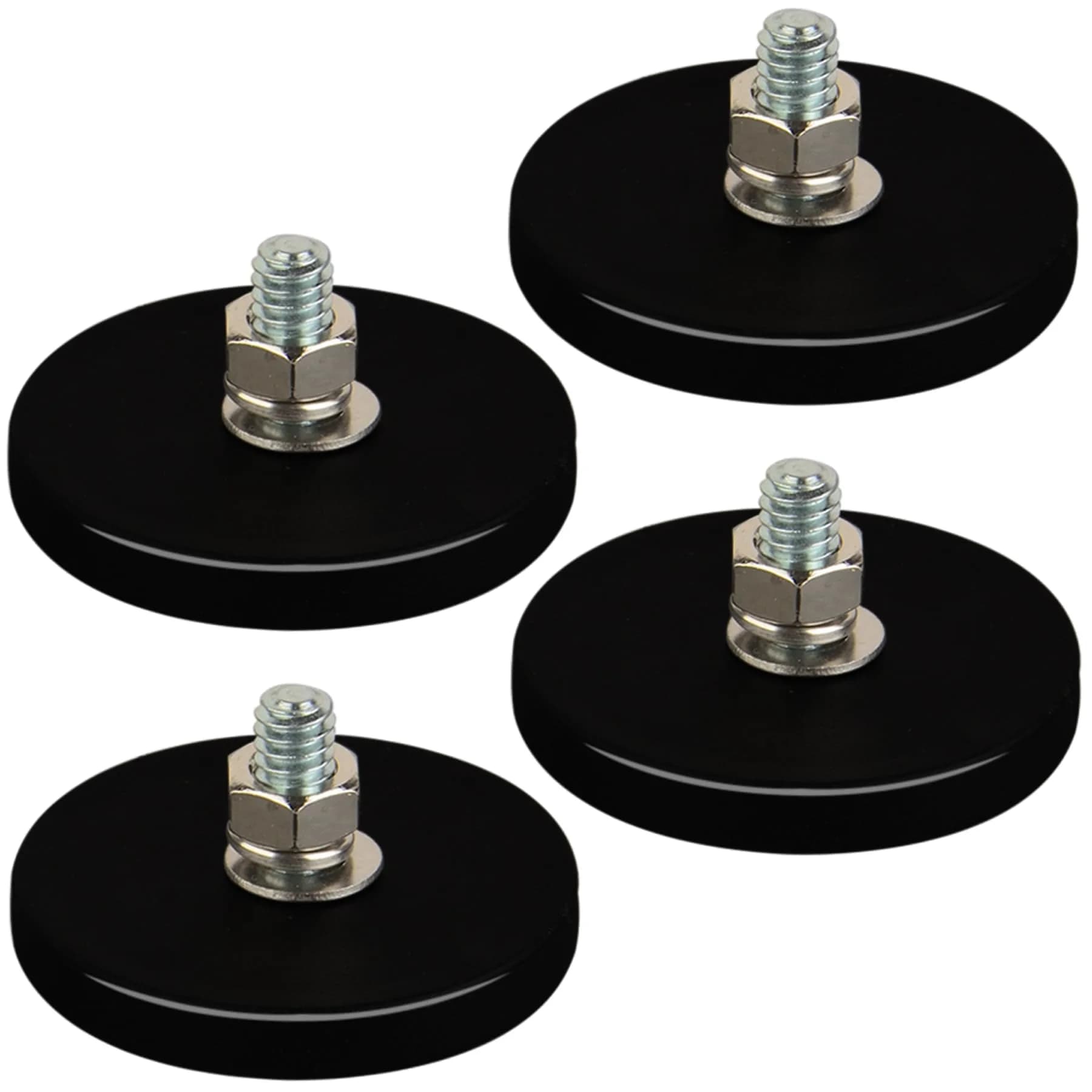 MUTUACTOR Rubber Coated Neodymium Disc Magnets with M6 Stud 32.8mm (1.295") x 7.7mm (0.303") | 40lb Vertical Pull Force (4-Pack) — 35lbs 1/4-20" Male 4pcs with rubber coating