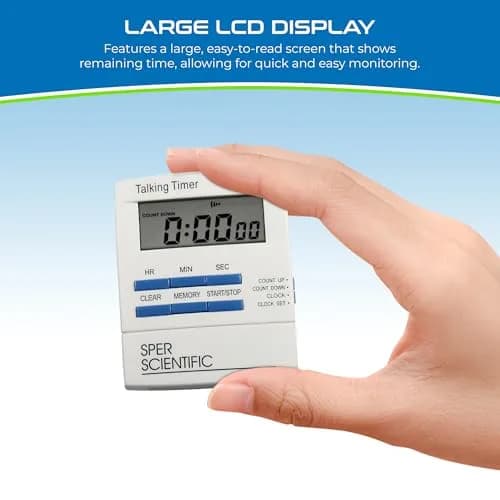 Sper Scientific Talking Timer with Audible Countdown Voice Announcements 810038 | Large LCD, Loud Alarm, 4 Pack thumbnail 5