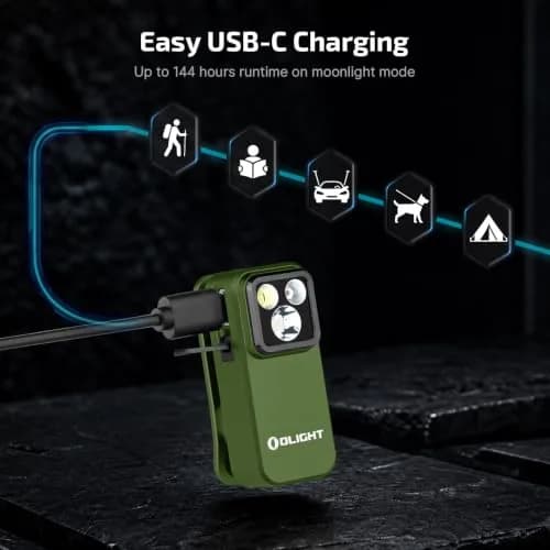 OLIGHT Oclip Pro Rechargeable EDC Clip-on Flashlight, OD Green | 500 Lumens Floodlight & 120m Spotlight thumbnail 7