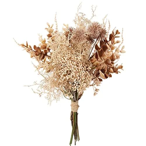 INSUNSIX Artificial Flowers for Vase, Beige Silk Flowers for Home Decor Indoor Realistic Faux Flowers for Vase Fake Flower Bouquets for Home Decor Centerpiece Table Decorations (Beige) thumbnail 1
