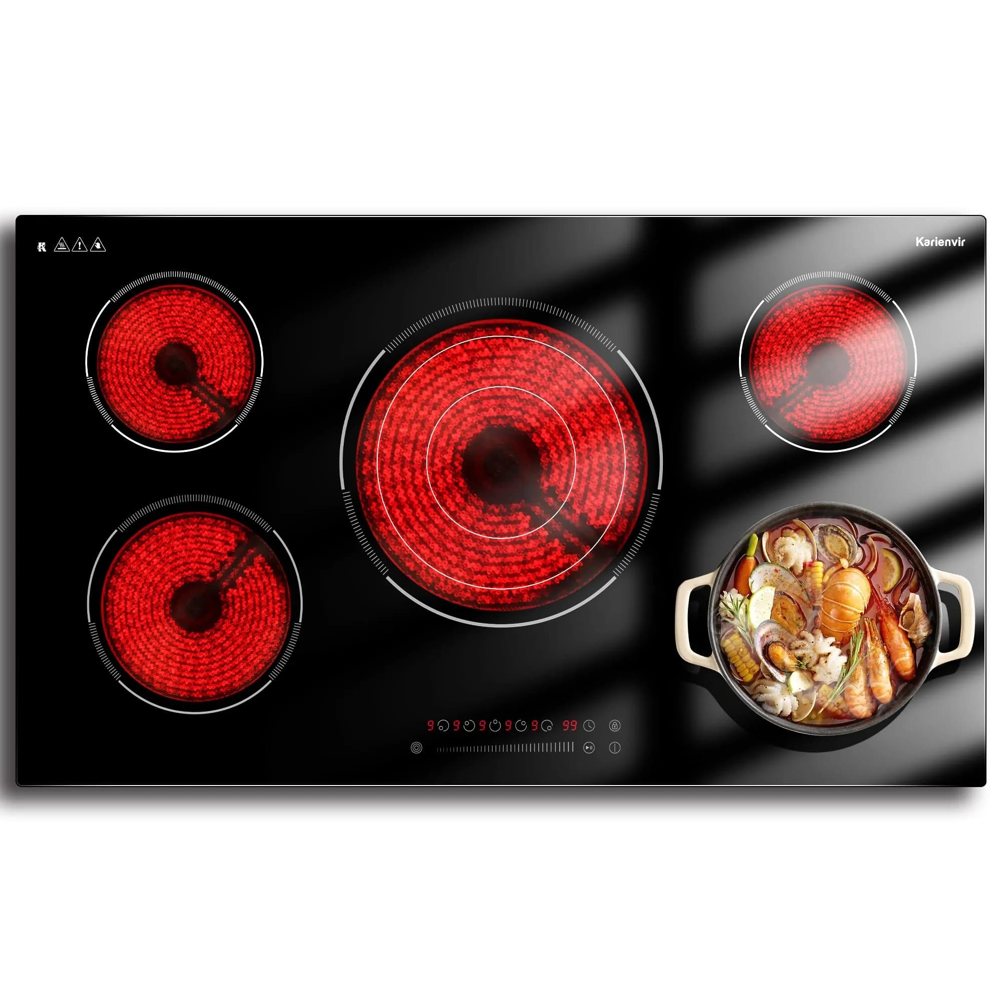 Karienvir 36 Inch 5 Burner Electric Cooktop 9200W (35.43" x 20.47") | 220V-240V Compatible for Indian Kitchens