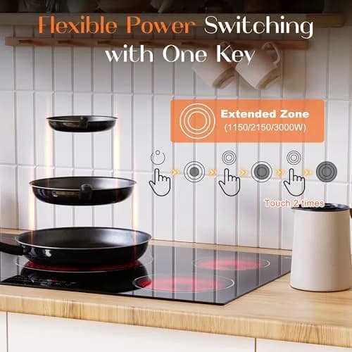Karienvir 36 Inch 5 Burner Electric Cooktop 9200W (35.43" x 20.47") | 220V-240V Compatible for Indian Kitchens thumbnail 3