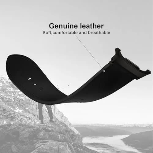 VSANT Vintage Crazy Horse Leather Watch Band for Samsung Galaxy Watch Ultra 47mm | 24mm Wide Black thumbnail 4