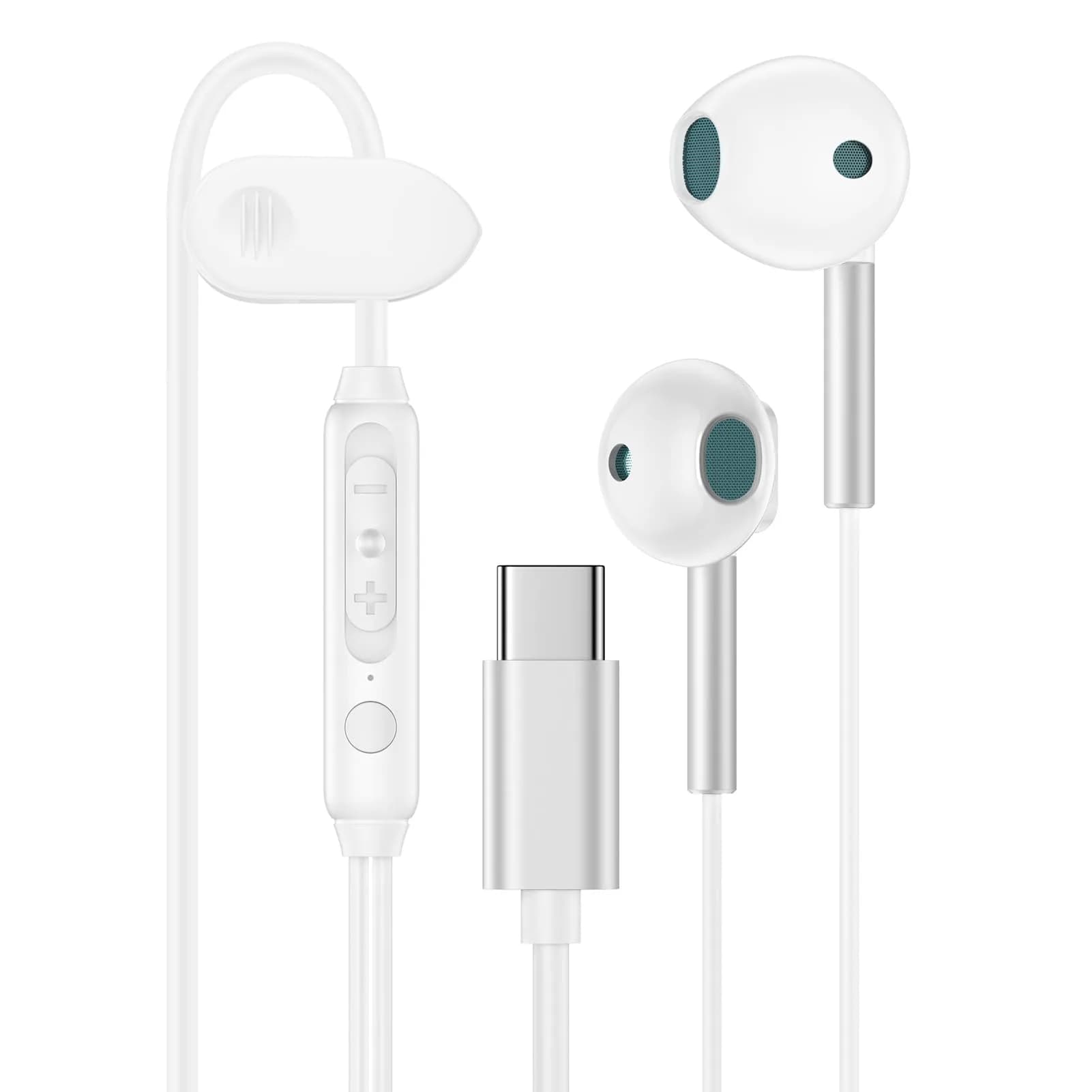 VIFIGEN USB C Headphones for iPhone 15/16/17 Series, iPad, Samsung Galaxy S24-S26, Pixel 8-10, LG, OnePlus | White Wired In-Ear Earbuds with Mic — White-1